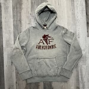 VTG Abercrombie & Fitch Heavy Cotton Y2K Hoodie Sun Faded Grey Reverse Weave 2XL